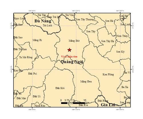 Liên tiếp xảy ra 6 trận động đất tại Quảng Ngãi